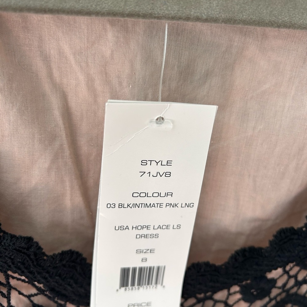 NWT FRENCH CONNECTION Black Lace Circle Pattern Mini Dress w/Full Pink Lining - Picture 6 of 12